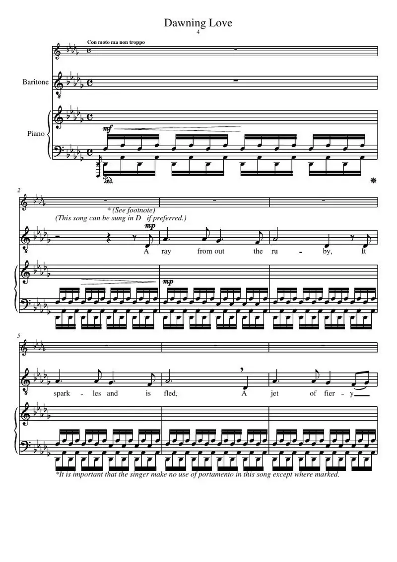 Первая страница нот «Dawning Love»
