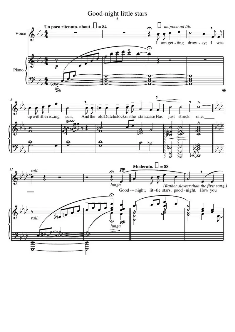 Первая страница нот «Good-night Маленькая stars»