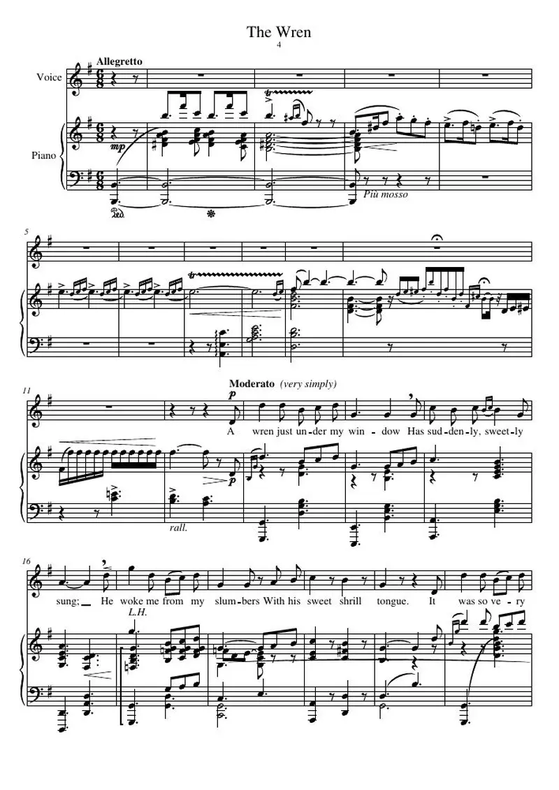 Первая страница нот «The Wren»