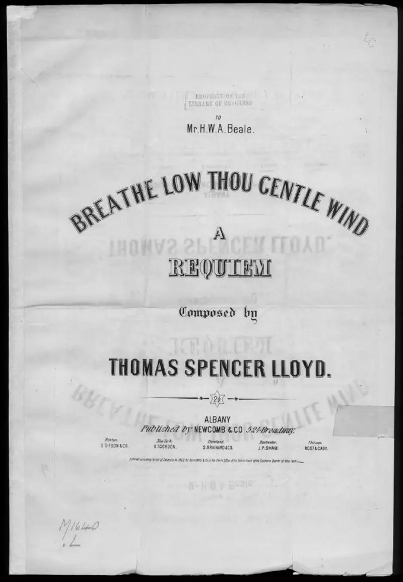 Первая страница нот «Breathe low thou gentle wind»