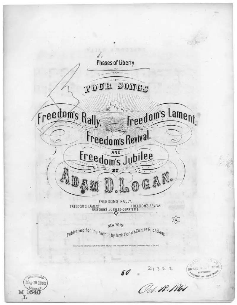 Первая страница нот «Freedom's rally; Freedom's lament; Freedom's Revival; Freedom's jubilee»