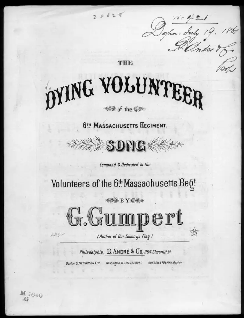 Первая страница нот «The Dying volunteer»