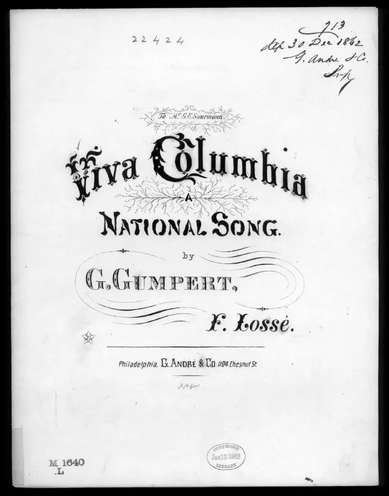 Первая страница нот «Viva Columbia»