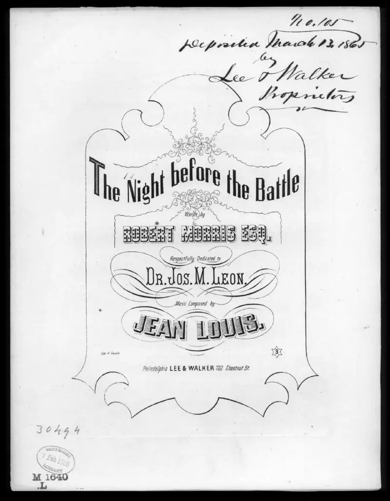 Первая страница нот «The Night before the battle»