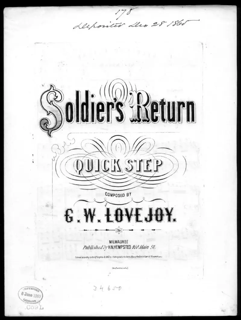 Первая страница нот «Soldier's return quickstep»
