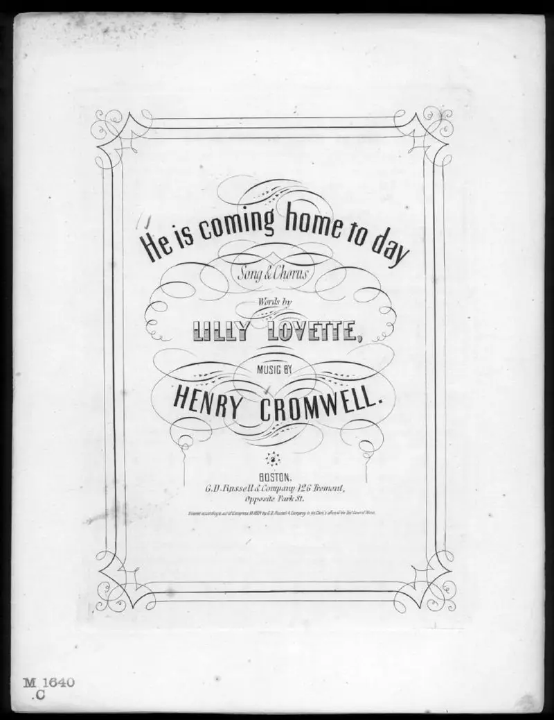 Первая страница нот «He is coming home today»