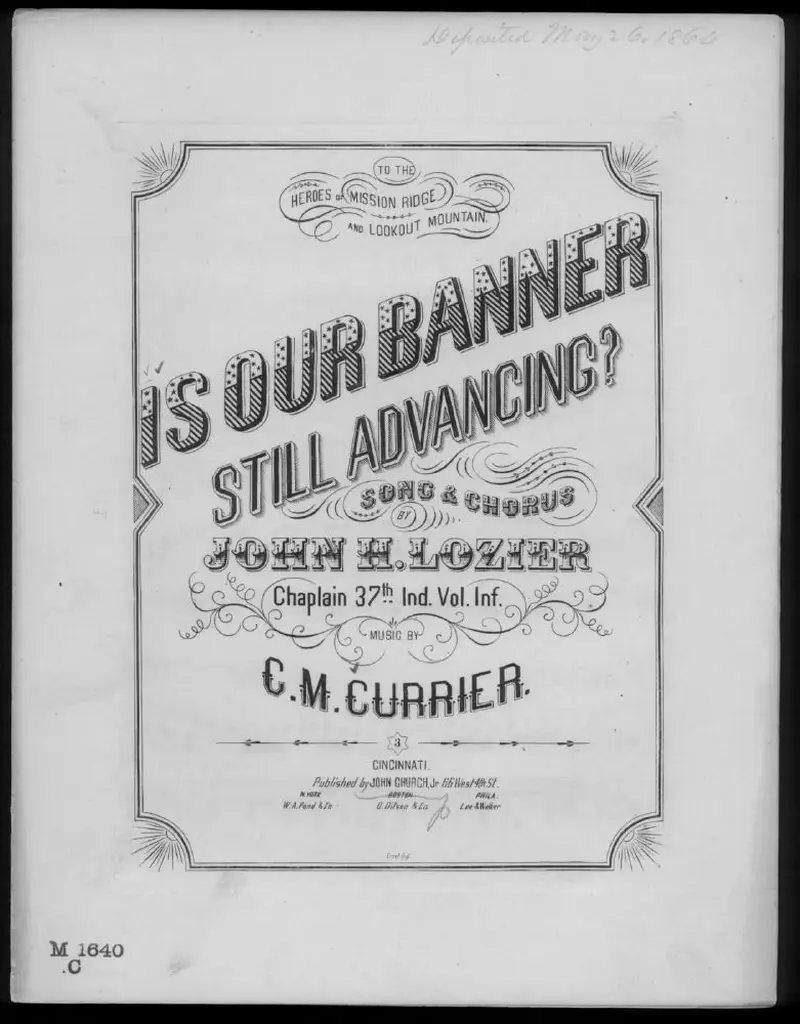 Первая страница нот «Is our banner still advancing»
