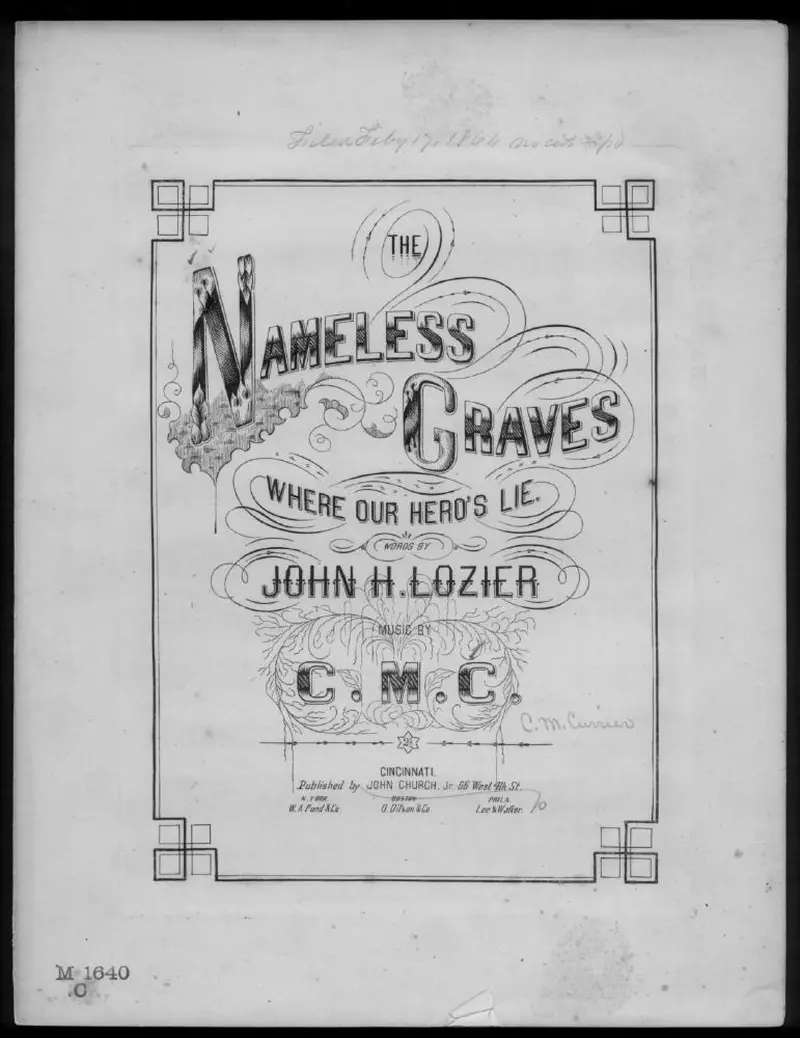 Первая страница нот «The Nameless graves where our heroes lie»