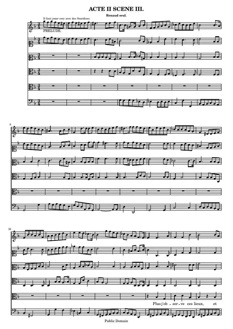 Первая страница нот «Acte II, Scene III from Armide (LWV 71)»
