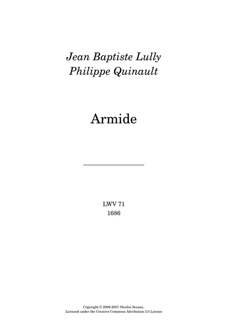 Первая страница нот «Armide (LWV71) — lwv71»