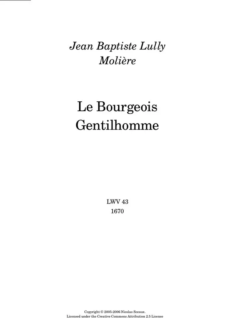 Первая страница нот «Le Bourgeois Gentilhomme (LWV43)»