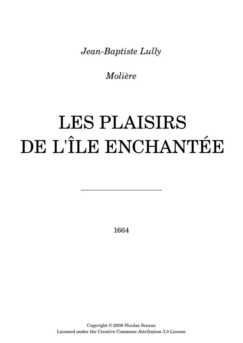 Первая страница нот «Les Plaisirs de l'Île Enchantée (LWV22)»