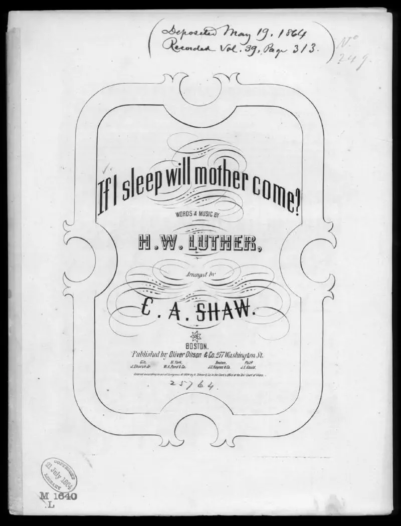 Первая страница нот «If I sleep, will mother come»