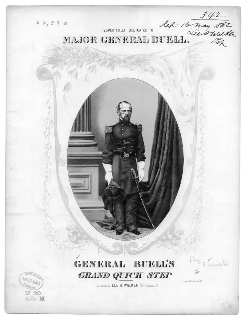 Первая страница нот «General Buell's grand quick step»
