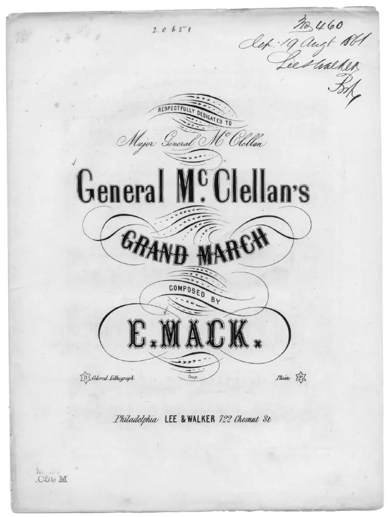 Первая страница нот «General McClellan's grand Марш»