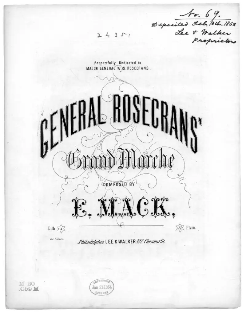 Первая страница нот «General Rosecrans' grand Марш»