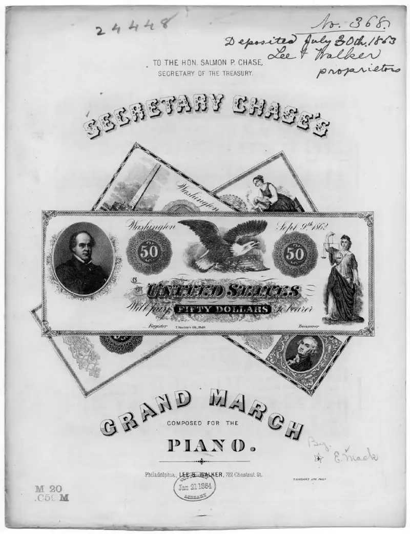 Первая страница нот «Secretary Chase's grand Марш»