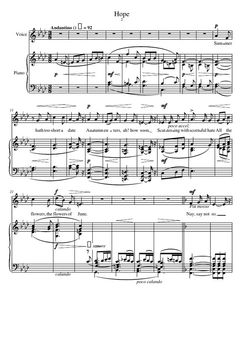 Первая страница нот «Hope»