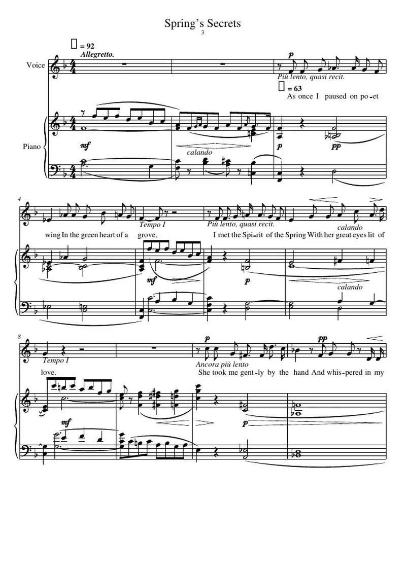 Первая страница нот «Spring’s Secrets»