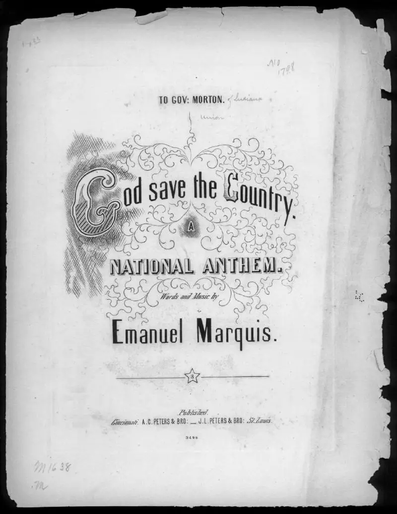 Первая страница нот «God save the country, a national anthem»