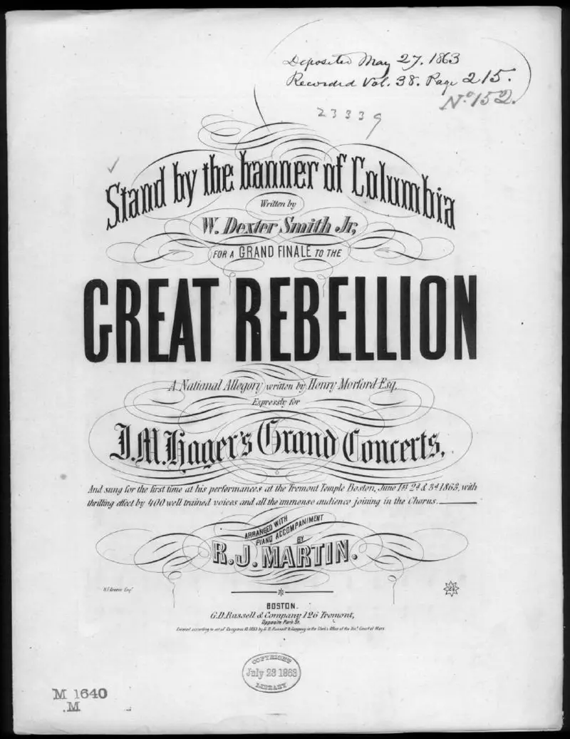 Первая страница нот «Stand by the banner of Columbia»
