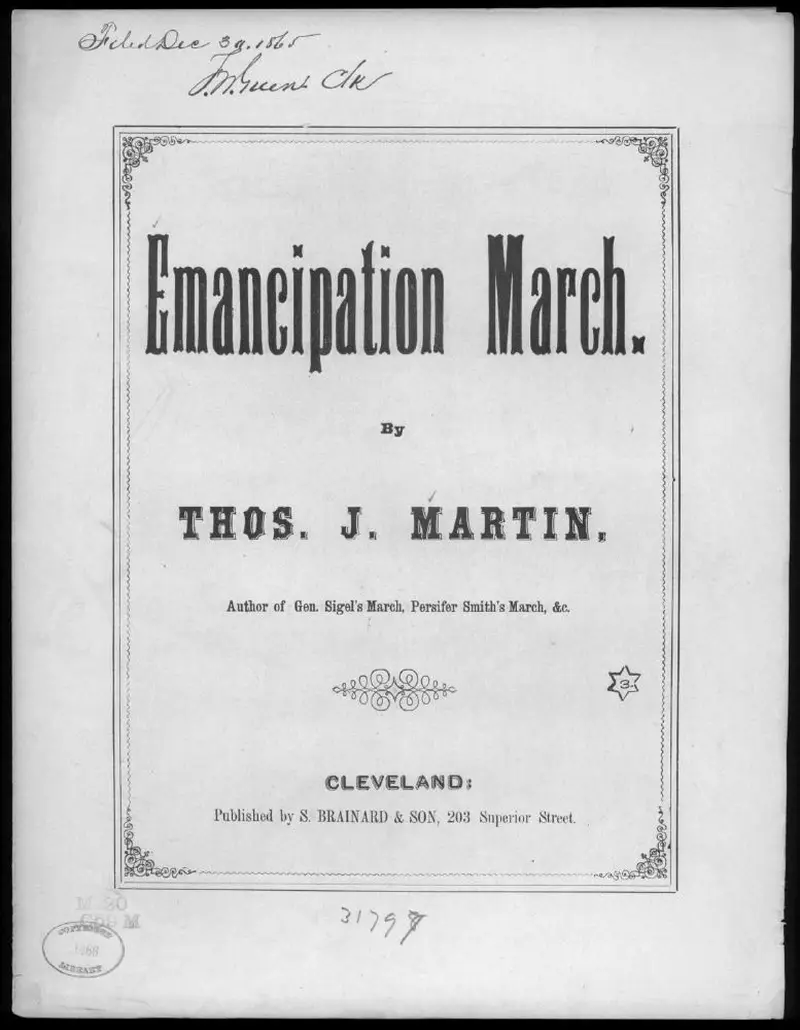 Первая страница нот «Emancipation Марш»