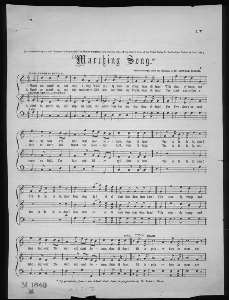 Первая страница нот «Маршing Песня; Battle Песня»