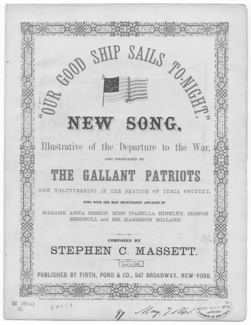 Первая страница нот «Our good ship sails to night»