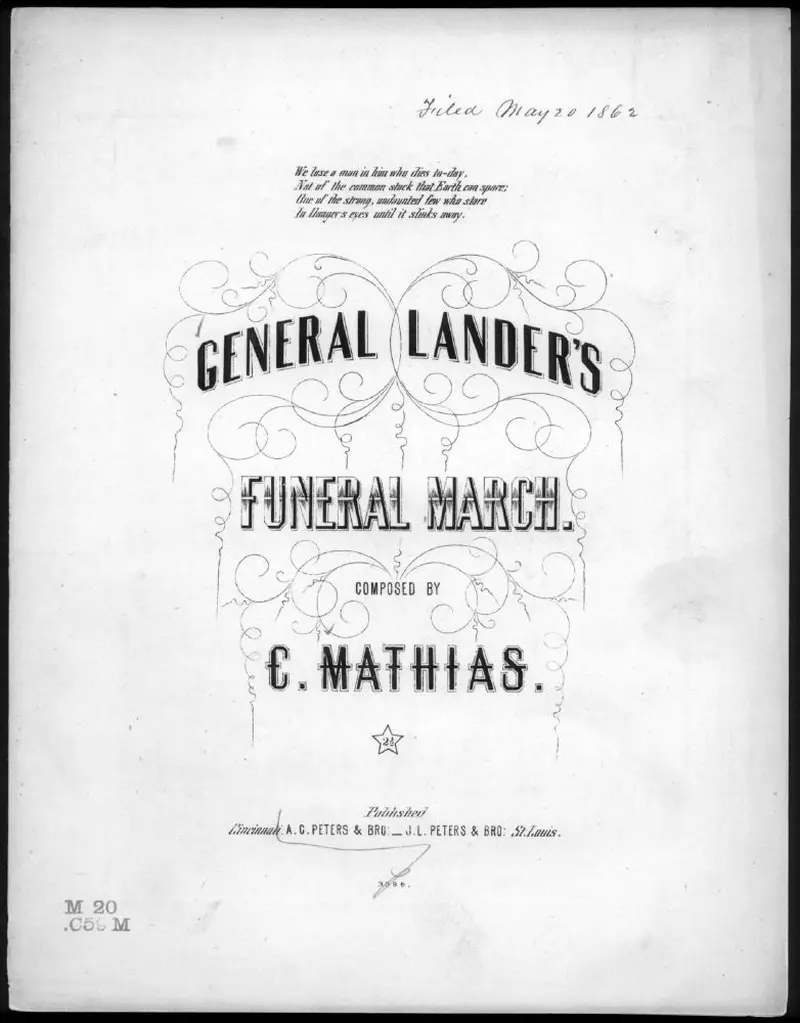 Первая страница нот «General Lander's funeral Марш»
