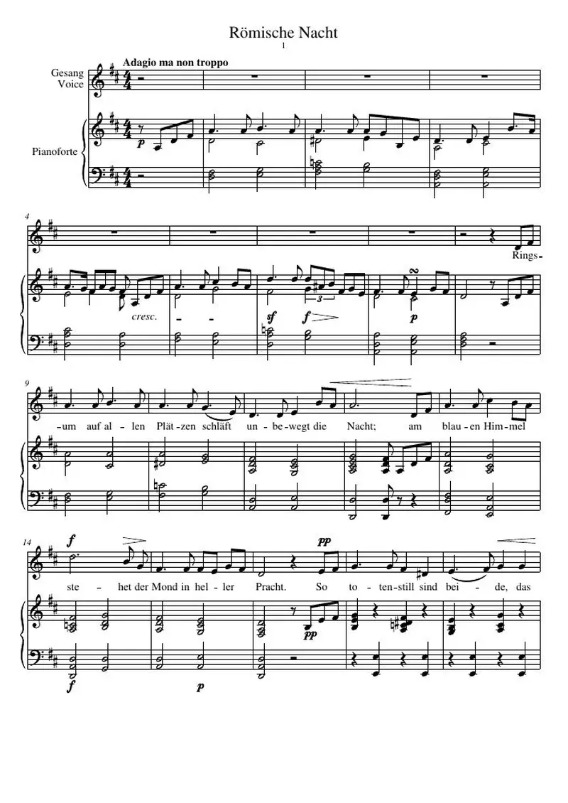 Первая страница нот «Römische Nacht»