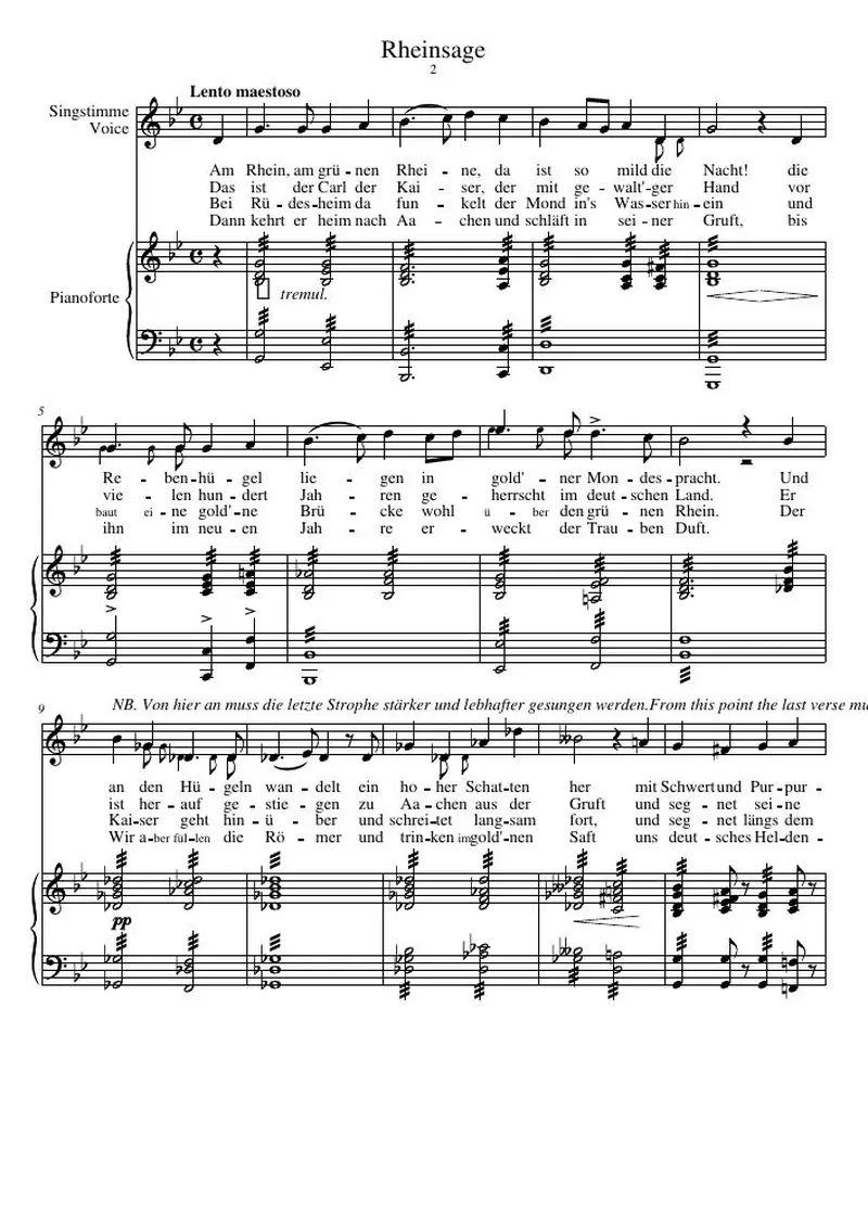 Первая страница нот «Rheinsage»