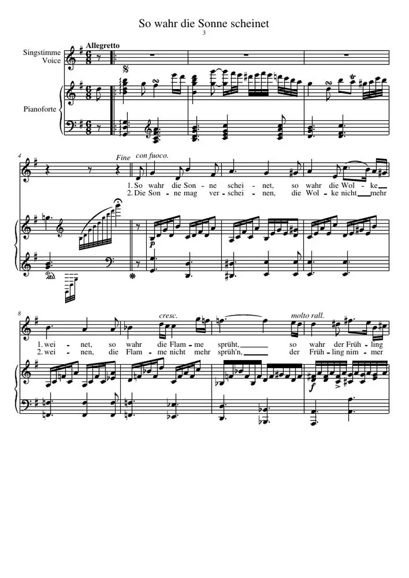 Первая страница нот «So wahr die Sonne scheinet»