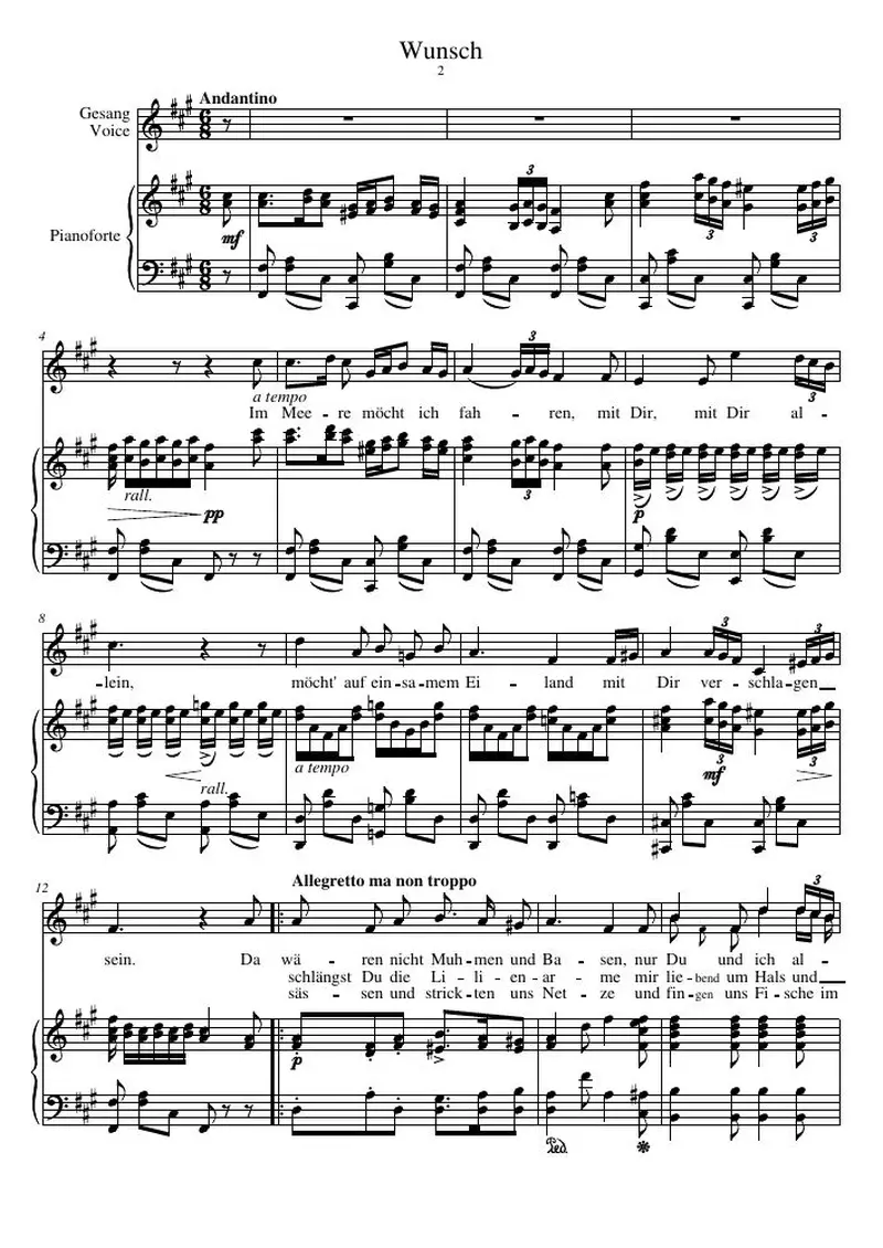Первая страница нот «Wunsch»