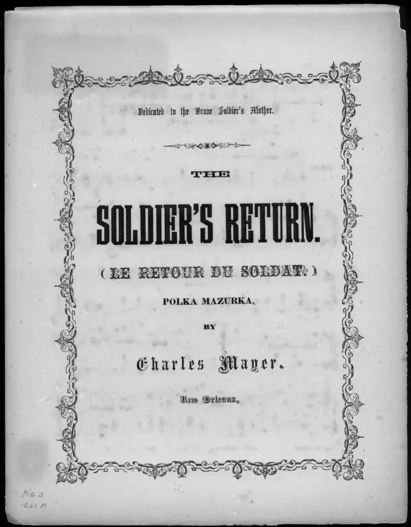 Первая страница нот «The Soldier's return (Le retour du soldat), polka Мазурка»