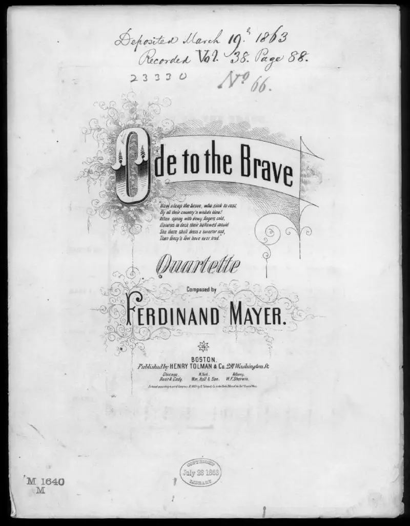 Первая страница нот «Ode to the brave»
