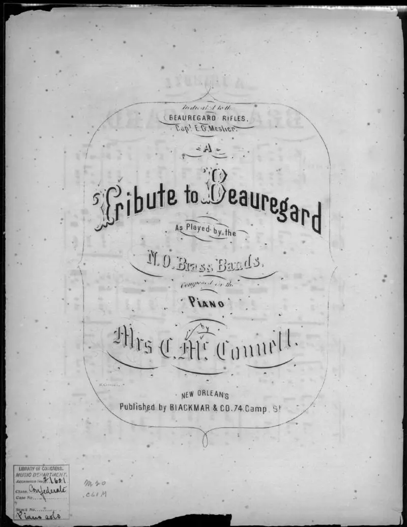 Первая страница нот «A Tribute to Beauregard»