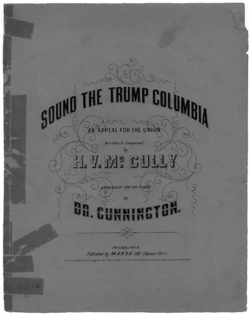 Первая страница нот «Sound the trump Columbia»