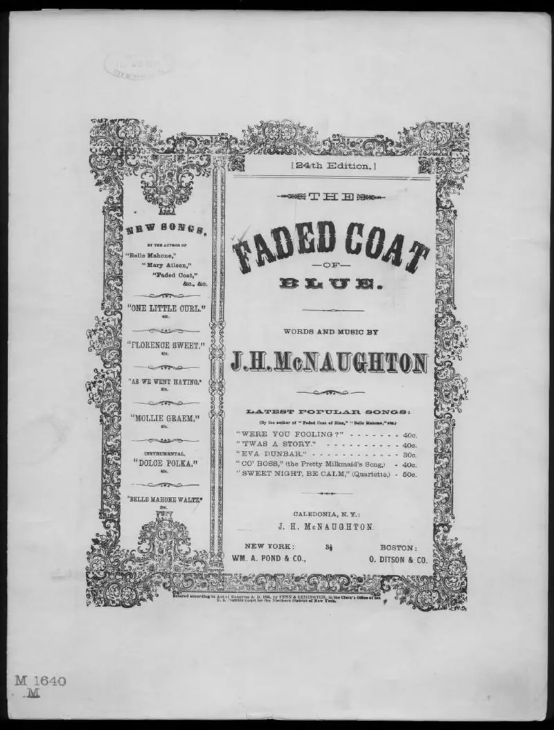 Первая страница нот «The Faded coat of blue»