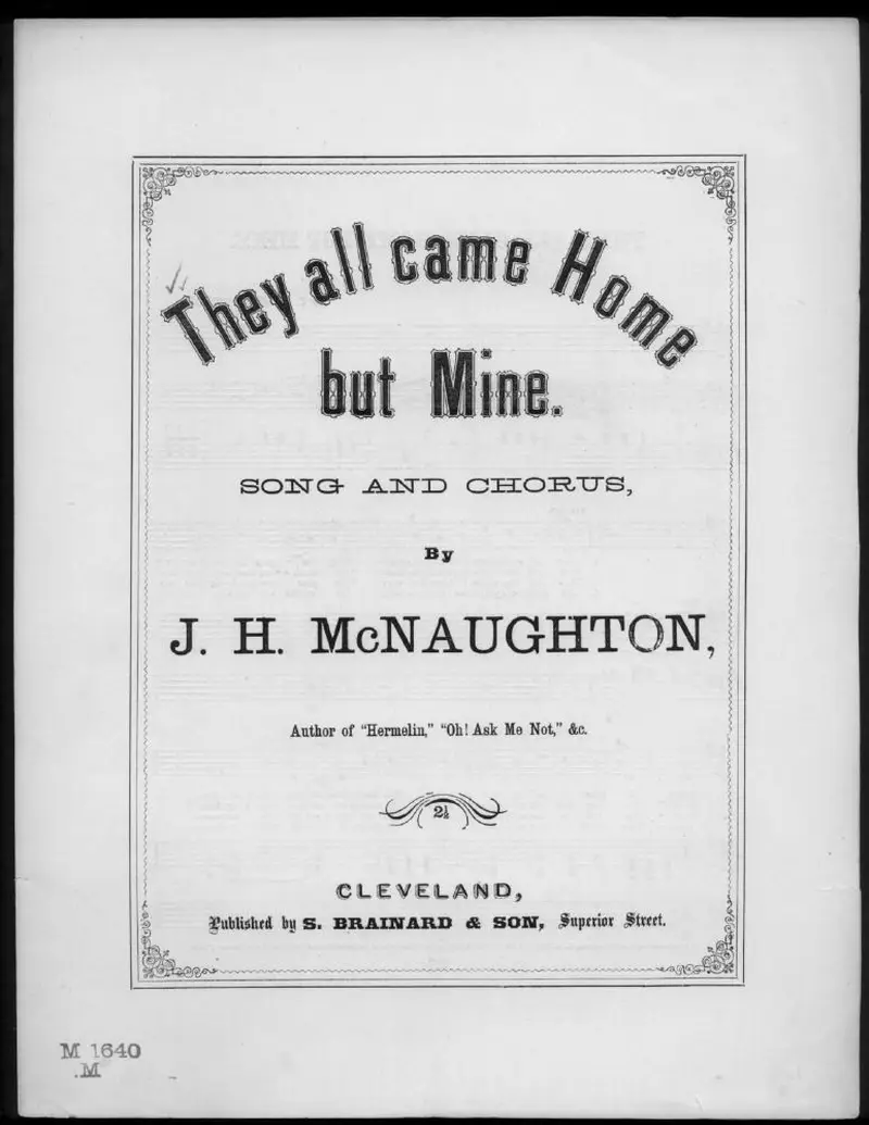 Первая страница нот «They all came home but mine»