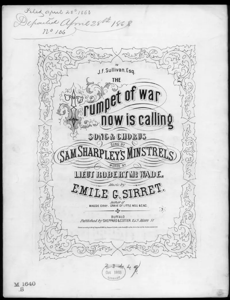 Первая страница нот «The Trumpet of war now is calling»