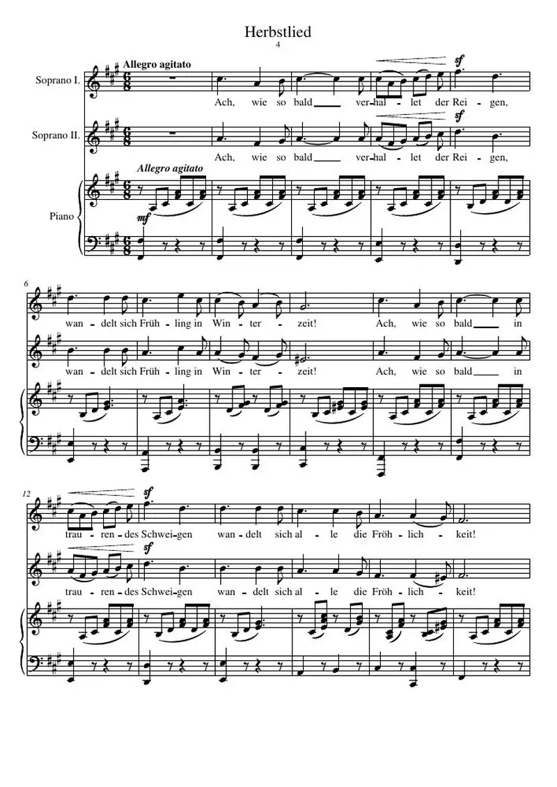 Первая страница нот «Herbstlied»