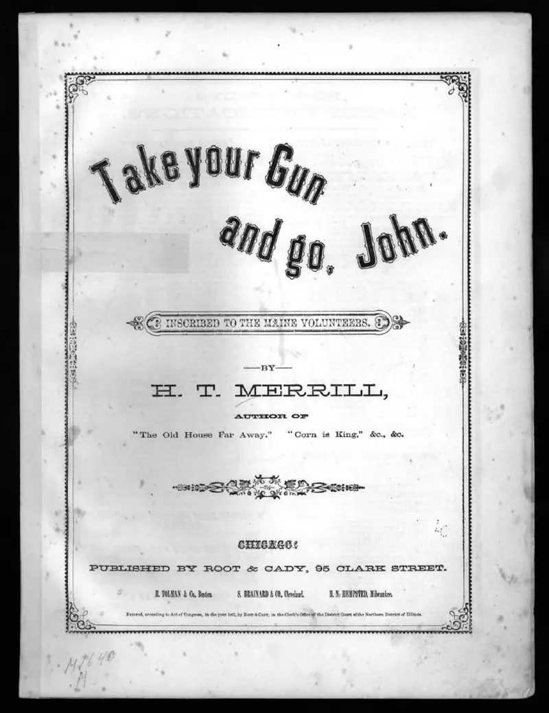 Первая страница нот «Take your gun and go, John»