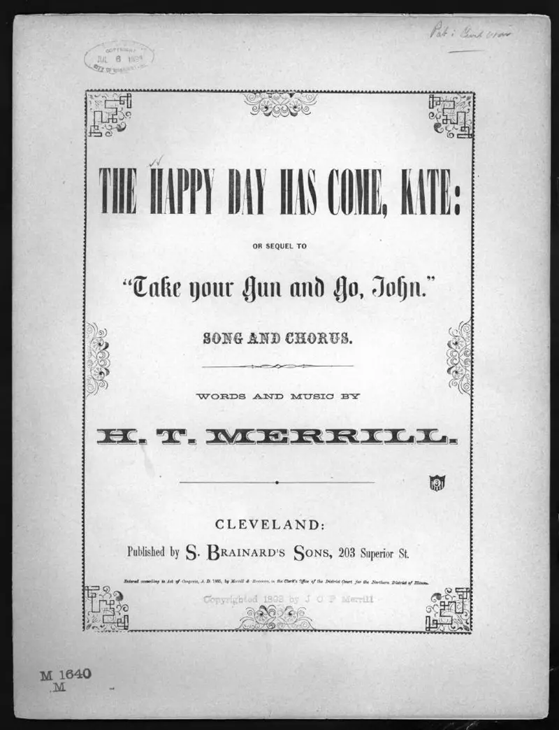 Первая страница нот «The happy day has come, Kate»
