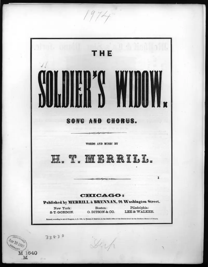 Первая страница нот «The Soldier's widow»