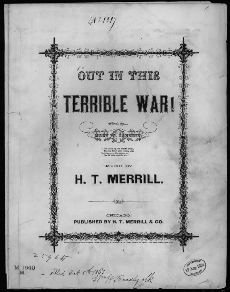 Первая страница нот «Out this terrible war»