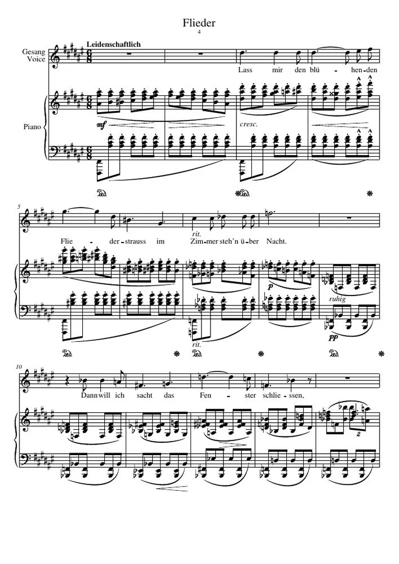 Первая страница нот «Flieder»