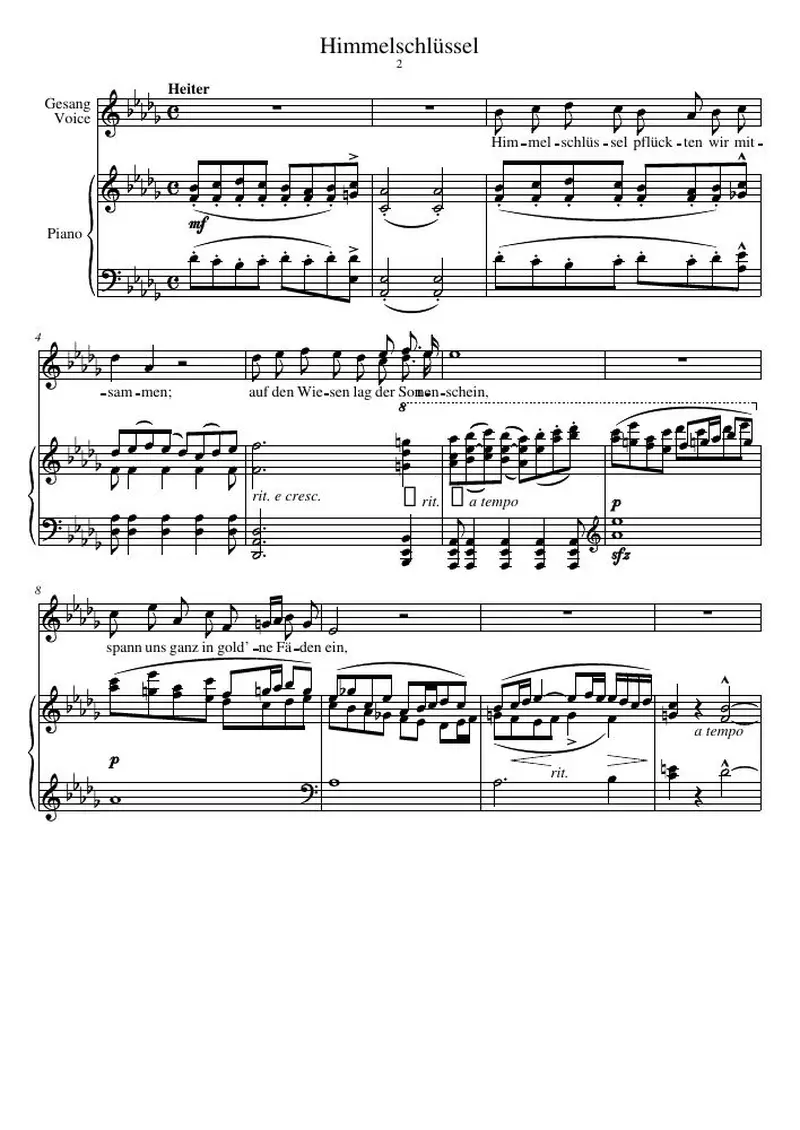Первая страница нот «Himmelschlüssel»