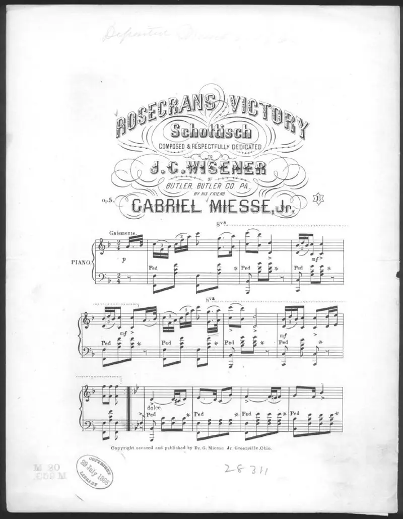 Первая страница нот «Rosecrans victory, schottisch»