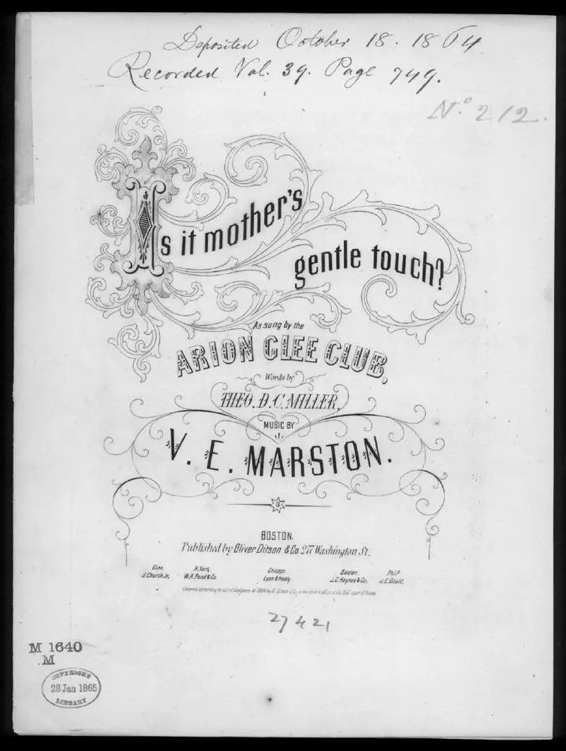 Первая страница нот «Is it mother's gentle touch»
