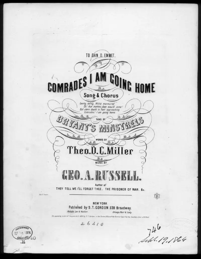Первая страница нот «Comrades I am going home»